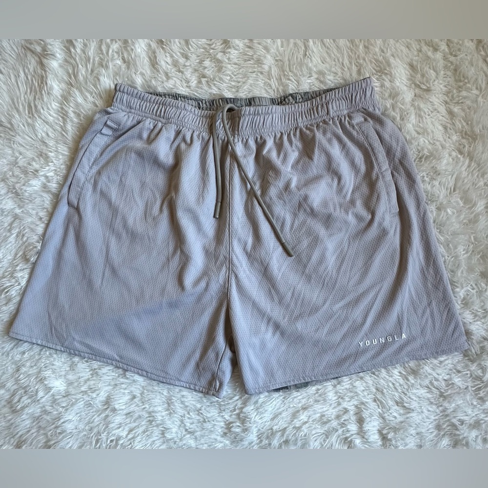 YoungLA Reversible Shorts Men’s XL x 6.5” Tree Camo Mesh Active Gym Athletic - Picture 3 of 14